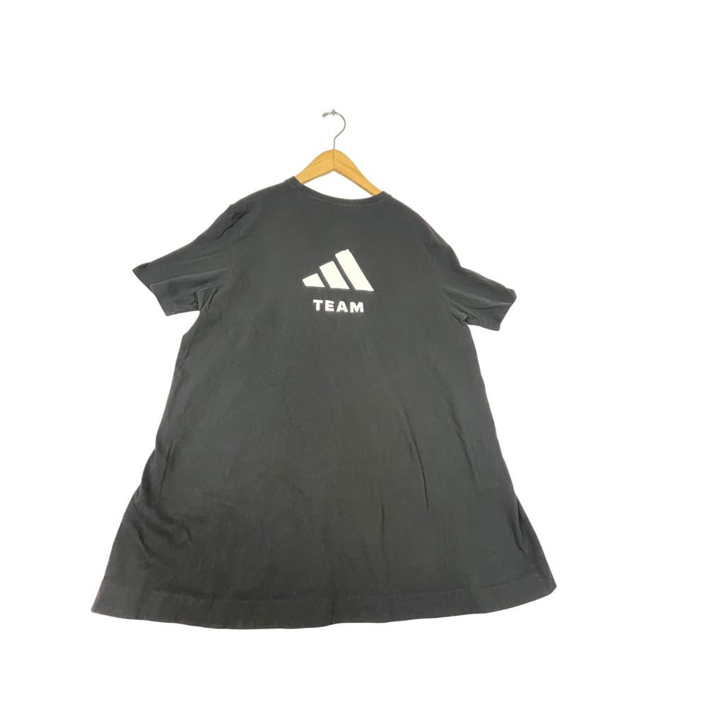 Adidas Team Graphic T-Shirt Mens Large Black Short Sleeve Logo Back Tee